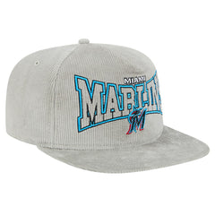 New Era Miami Marlins Gray Corduroy Golfer Snapback Hat Hats - MLB