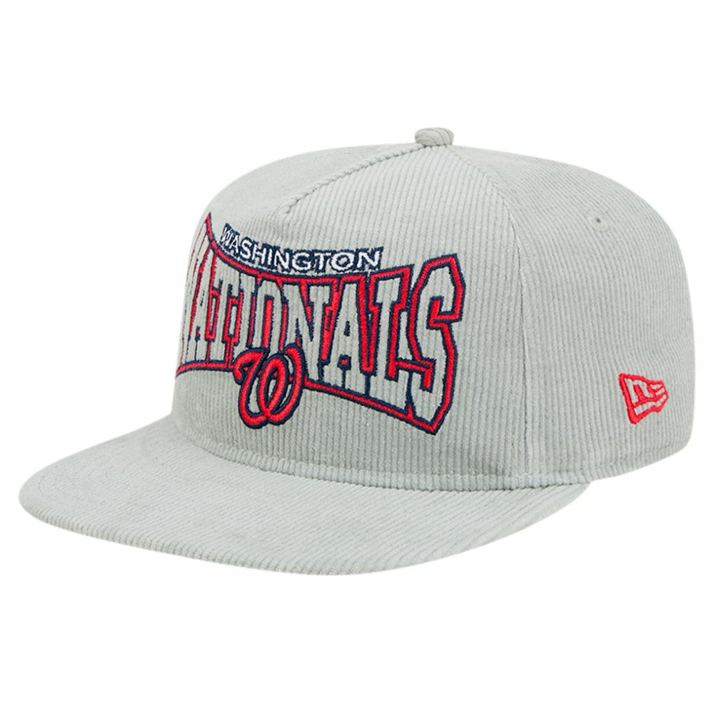 New Era Washington Nationals Gray Corduroy Golfer Snapback Hat Hats - MLB