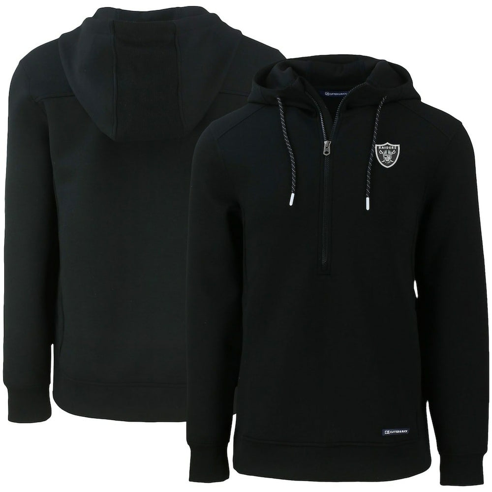 Las Vegas Raiders Cutter & Buck Primary Mark Roam Eco Recycled Half-Zip Pullover Hoodie Black | NFL