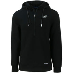 Philadelphia Eagles Cutter & Buck Primary Mark Roam Eco Recycled Half-Zip Pullover Hoodie Black | NFL