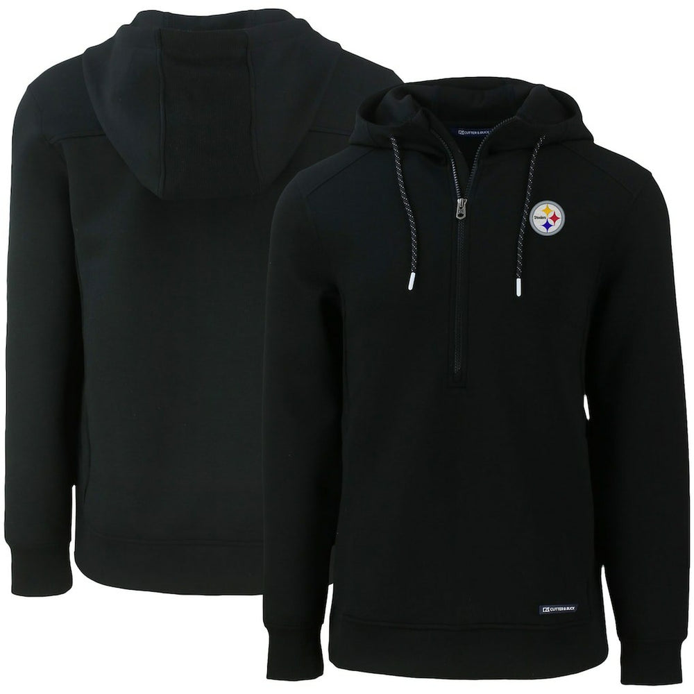 Pittsburgh Steelers Cutter & Buck Primary Mark Roam Eco Recycled Half-Zip Pullover Hoodie Black | NFL