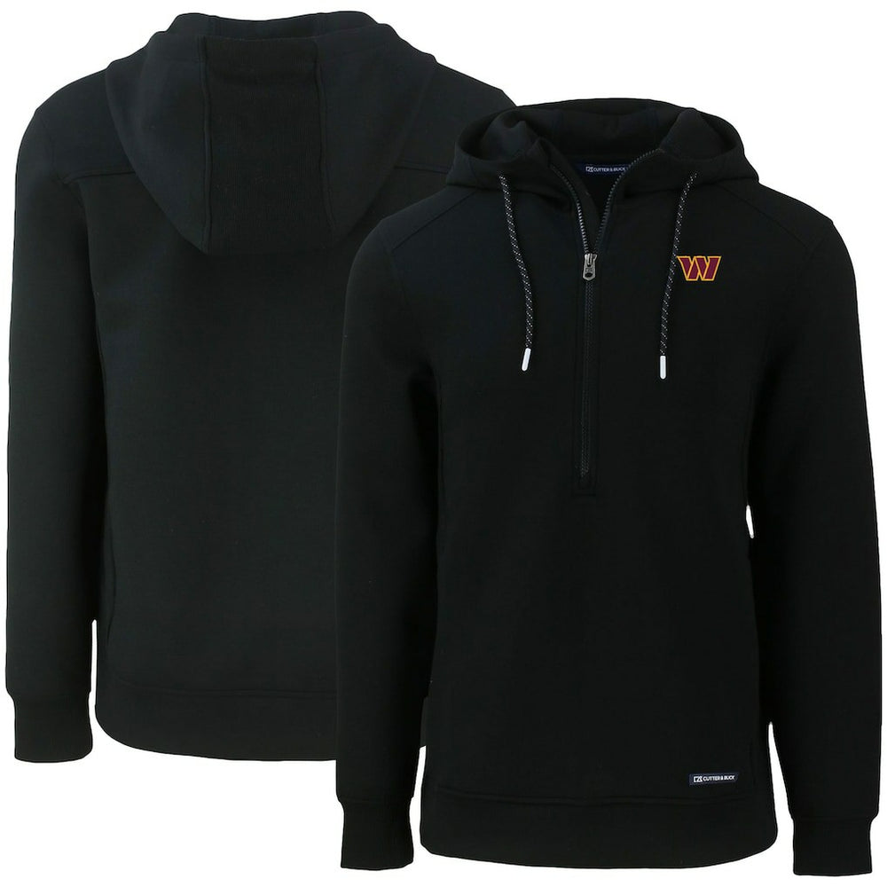 Washington Commanders Cutter & Buck Primary Mark Roam Eco Recycled Half-Zip Pullover Hoodie Black | NFL