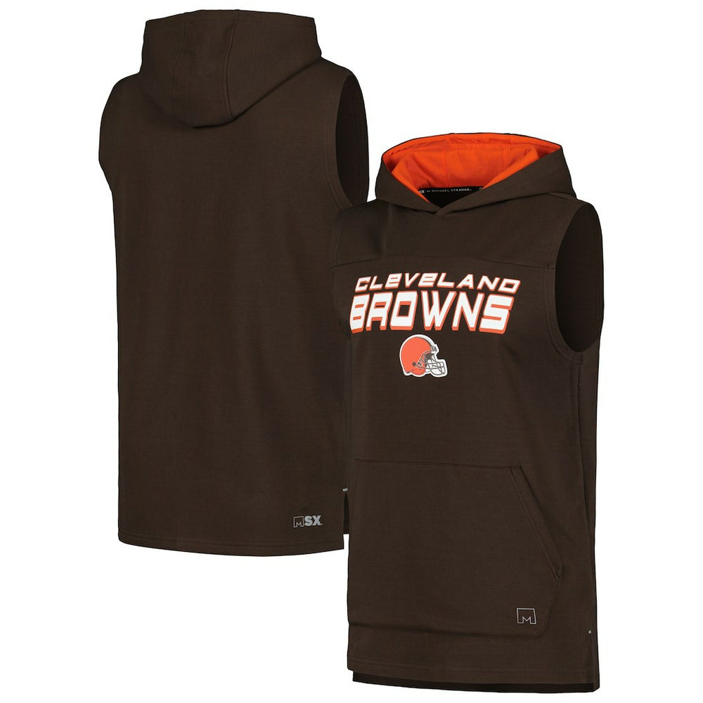 Cleveland Browns MSX by Michael Strahan Captain Sleeveless Hoodie T-Shirt Brown | NFL