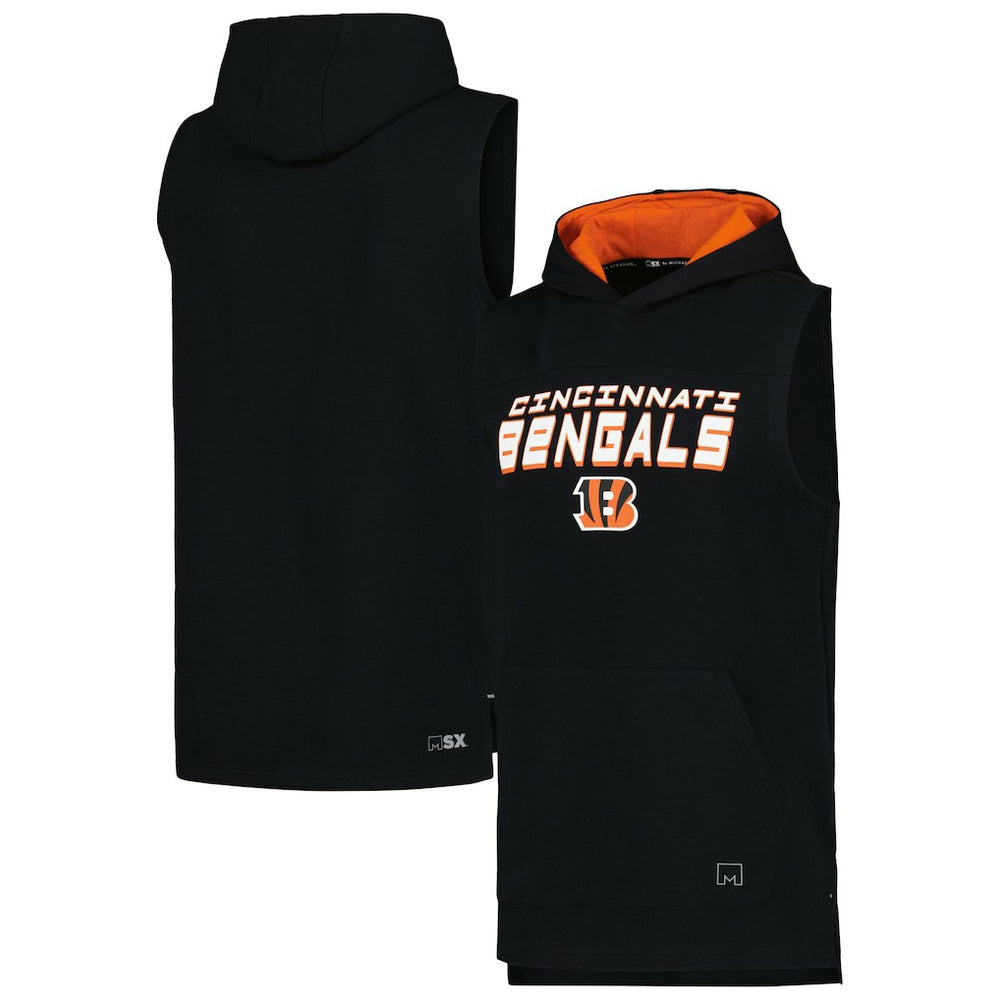 Cincinnati Bengals MSX by Michael Strahan Captain Sleeveless Hoodie T-Shirt Black | NFL