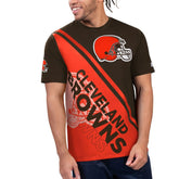 Cleveland Browns Starter Finish Line Extreme Graphic T-Shirt Brown/Orange | NFL