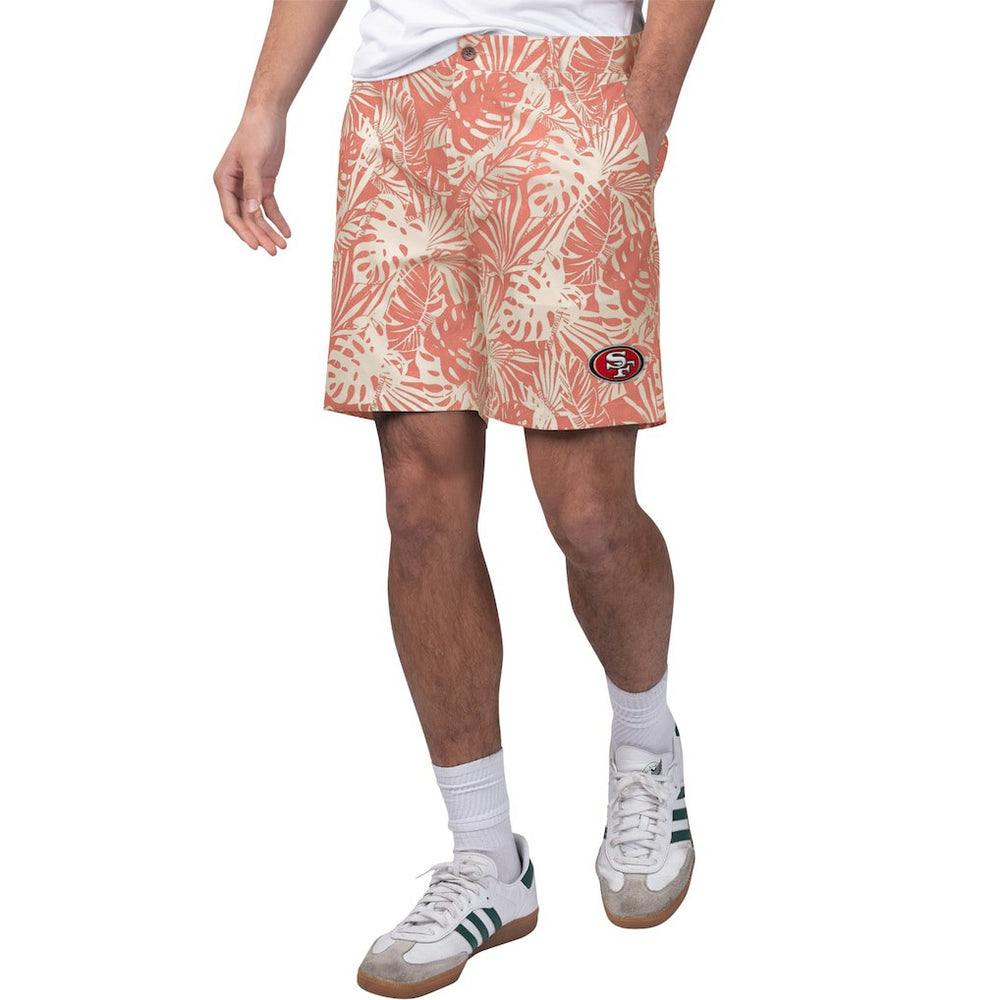 San Francisco 49ers Margaritaville Sandwashed Monstera Print Amphib Shorts Scarlet | NFL