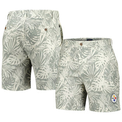 Pittsburgh Steelers Margaritaville Sandwashed Monstera Print Amphib Shorts Gray | NFL
