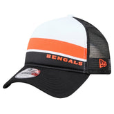 Cincinnati Bengals New Era Sport Night Color Block 9FORTY A-Frame Trucker Adjustable Hat White/Black | NFL