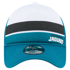 Jacksonville Jaguars New Era Color-Block 9FORTY A-Frame Trucker Adjustable Hat White/Teal | NFL