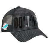 Miami Dolphins New Era Midnight Ink Tonal Text A-Frame Trucker 9FORTY Adjustable Hat Black | NFL