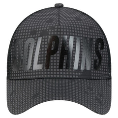 Miami Dolphins New Era Midnight Ink Tonal Text A-Frame Trucker 9FORTY Adjustable Hat Black | NFL