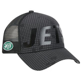 New York Jets New Era Throwback Midnight Ink Tonal Text A-Frame Trucker 9FORTY Adjustable Hat Black | NFL