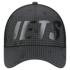 New York Jets New Era Throwback Midnight Ink Tonal Text A-Frame Trucker 9FORTY Adjustable Hat Black | NFL