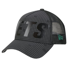 New York Jets New Era Throwback Midnight Ink Tonal Text A-Frame Trucker 9FORTY Adjustable Hat Black | NFL