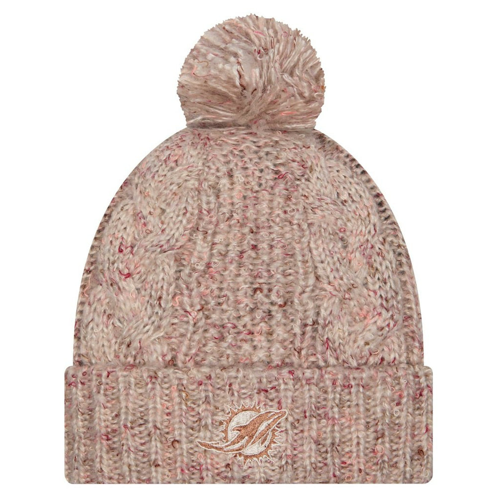 Miami Dolphins New Era Women's Trendy Tone Cuffed Knit Hat with Pom Stone | NFL