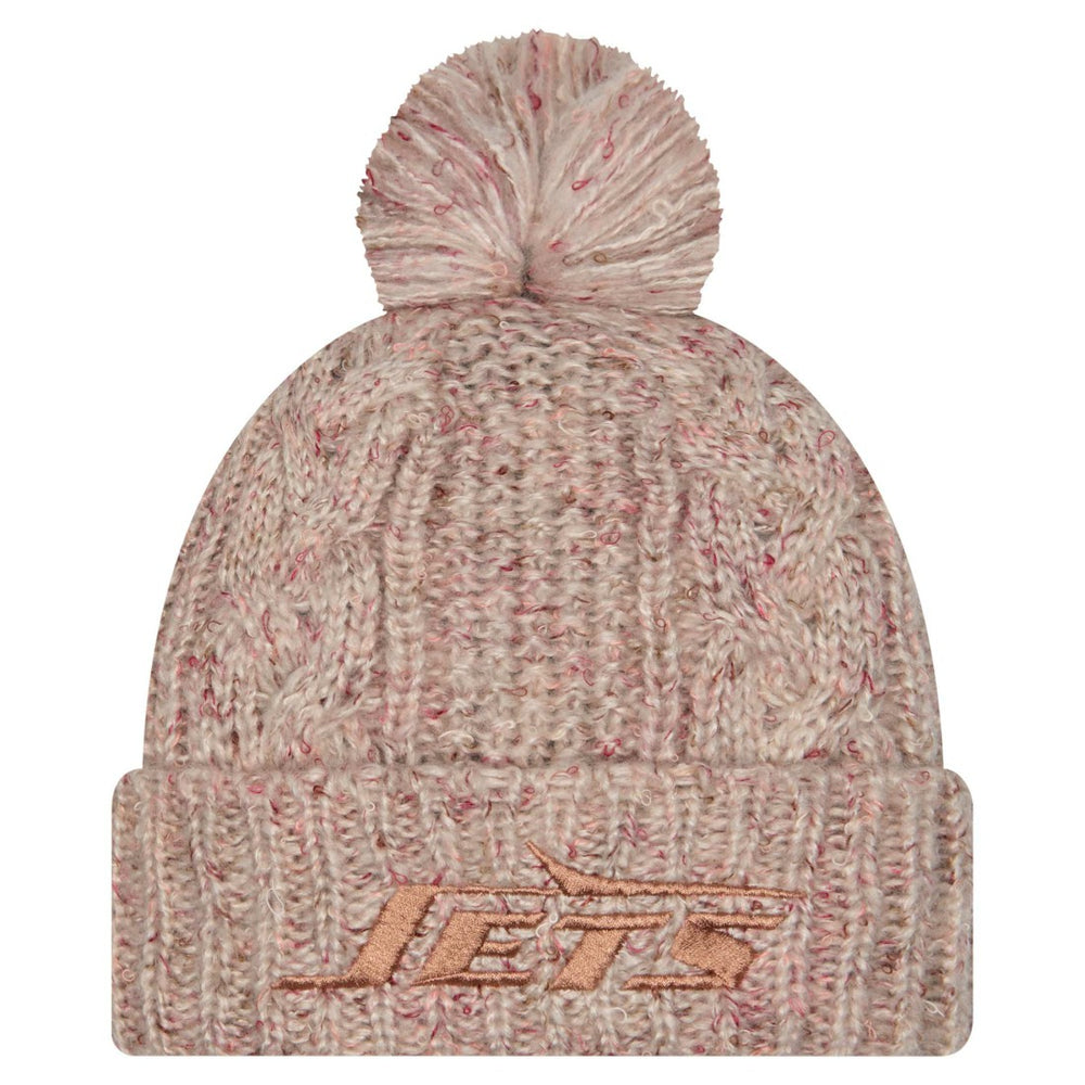 New York Jets New Era Women's Trendy Tone Cuffed Knit Hat with Pom Stone | NFL