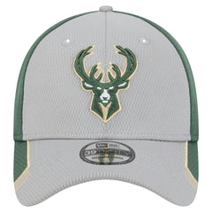 Milwaukee Bucks Active Trim 39THIRTY Flex Hat Gray/Hunter Green - NBA