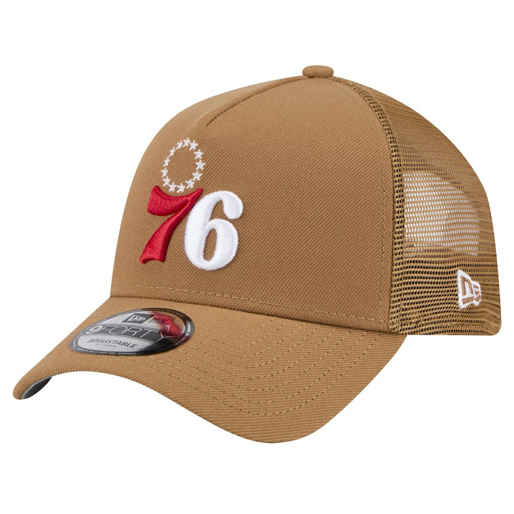 Philadelphia 76ers 9FORTY A-Frame Trucker Adjustable Hat Tan - NBA