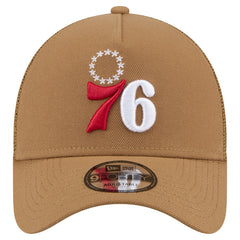 Philadelphia 76ers 9FORTY A-Frame Trucker Adjustable Hat Tan - NBA