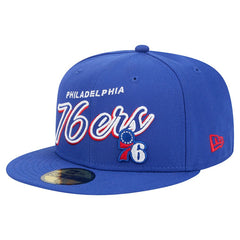 Philadelphia 76ers Sport Night Script Sided 59FIFTY Fitted Hat Royal - NBA