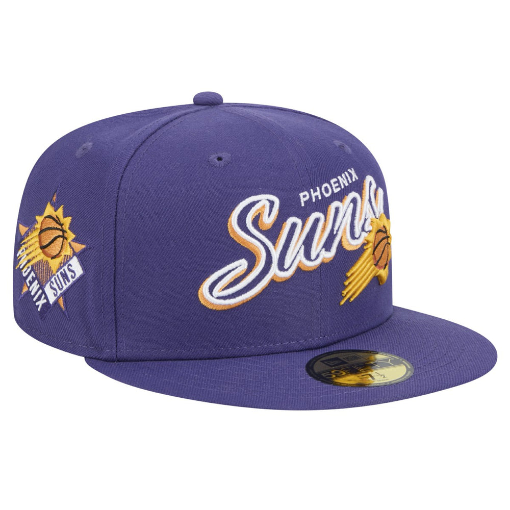 Phoenix Suns Sport Night Script Sided 59FIFTY Fitted Hat Purple - NBA