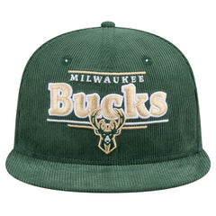 Milwaukee Bucks Throwback Display Corduroy 9FIFTY Snapback Hat Hunter Green - NBA