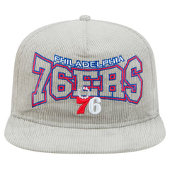 Philadelphia 76ers Throwback Corduroy Golfer Snapback Hat Gray - NBA