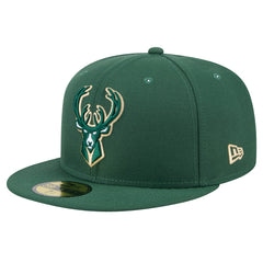 Milwaukee Bucks Throwback Pennant 59FIFTY Fitted Hat Hunter Green - NBA