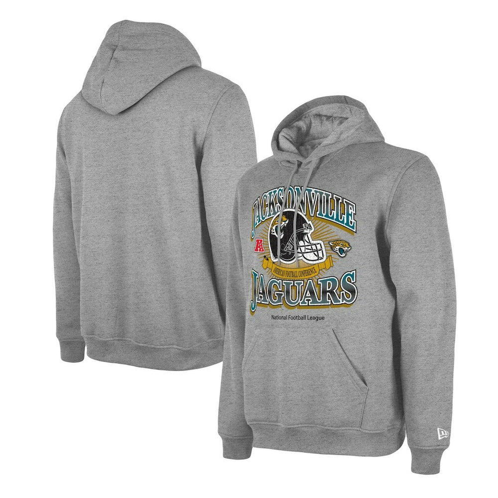 Jacksonville Jaguars New Era Retro Pullover Hoodie Heather Gray | NFL