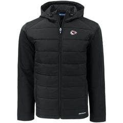 Kansas City Chiefs Cutter & Buck Big & Tall Evoke Hybrid Eco Softshell Recycled Full-Zip Hooded Jacket Black | NFL