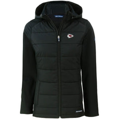 Kansas City Chiefs Cutter & Buck Women's Evoke PrimaLoft Hybrid Eco Softshell Recycled Full-Zip Hooded Jacket Black | NFL