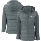 Pittsburgh Steelers Cutter & Buck Women's Evoke PrimaLoft Hybrid Eco Softshell Recycled Full-Zip Hooded Jacket Gray | NFL