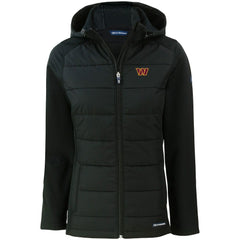 Washington Commanders Cutter & Buck Women's Evoke PrimaLoft Hybrid Eco Softshell Recycled Full-Zip Hooded Jacket Black | NFL
