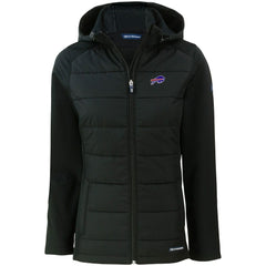 Buffalo Bills Cutter & Buck Women's Evoke PrimaLoft Hybrid Eco Softshell Recycled Full-Zip Hooded Jacket Black | NFL