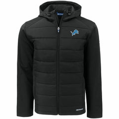 Detroit Lions Cutter & Buck Evoke PrimaLoft Hybrid Eco Softshell Recycled Full-Zip Hooded Jacket Black | NFL