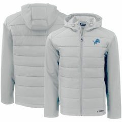 Detroit Lions Cutter & Buck Evoke PrimaLoft Hybrid Eco Softshell Recycled Full-Zip Hooded Jacket Gray | NFL