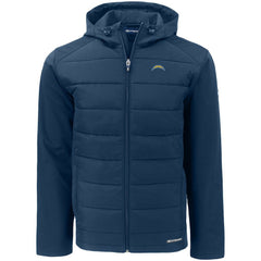 Los Angeles Chargers Cutter & Buck Evoke PrimaLoft Hybrid Eco Softshell Recycled Full-Zip Hooded Jacket Navy | NFL