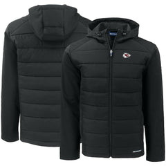 Kansas City Chiefs Cutter & Buck Evoke PrimaLoft Hybrid Eco Softshell Recycled Full-Zip Hooded Jacket Black | NFL
