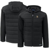 Minnesota Vikings Cutter & Buck Evoke PrimaLoft Hybrid Eco Softshell Recycled Full-Zip Hooded Jacket Black | NFL