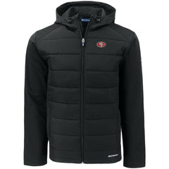 San Francisco 49ers Cutter & Buck Evoke PrimaLoft Hybrid Eco Softshell Recycled Full-Zip Hooded Jacket Black | NFL