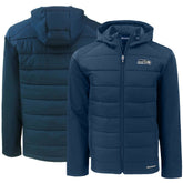Seattle Seahawks Cutter & Buck Evoke PrimaLoft Hybrid Eco Softshell Recycled Full-Zip Hooded Jacket College Navy | NFL