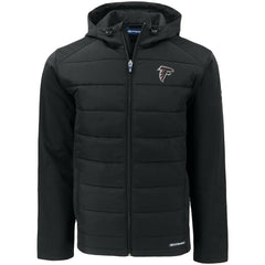 Atlanta Falcons Cutter & Buck Evoke PrimaLoft Hybrid Eco Softshell Recycled Full-Zip Hooded Jacket Black | NFL