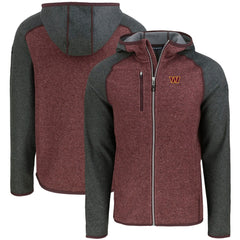 Washington Commanders Cutter & Buck Mainsail Full-Zip Hooded Jacket Heather Burgundy | NFL