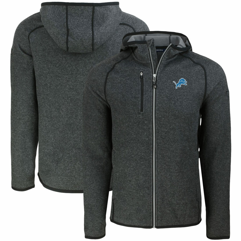 Detroit Lions Cutter & Buck Mainsail Full-Zip Hooded Jacket Heather Charcoal | NFL