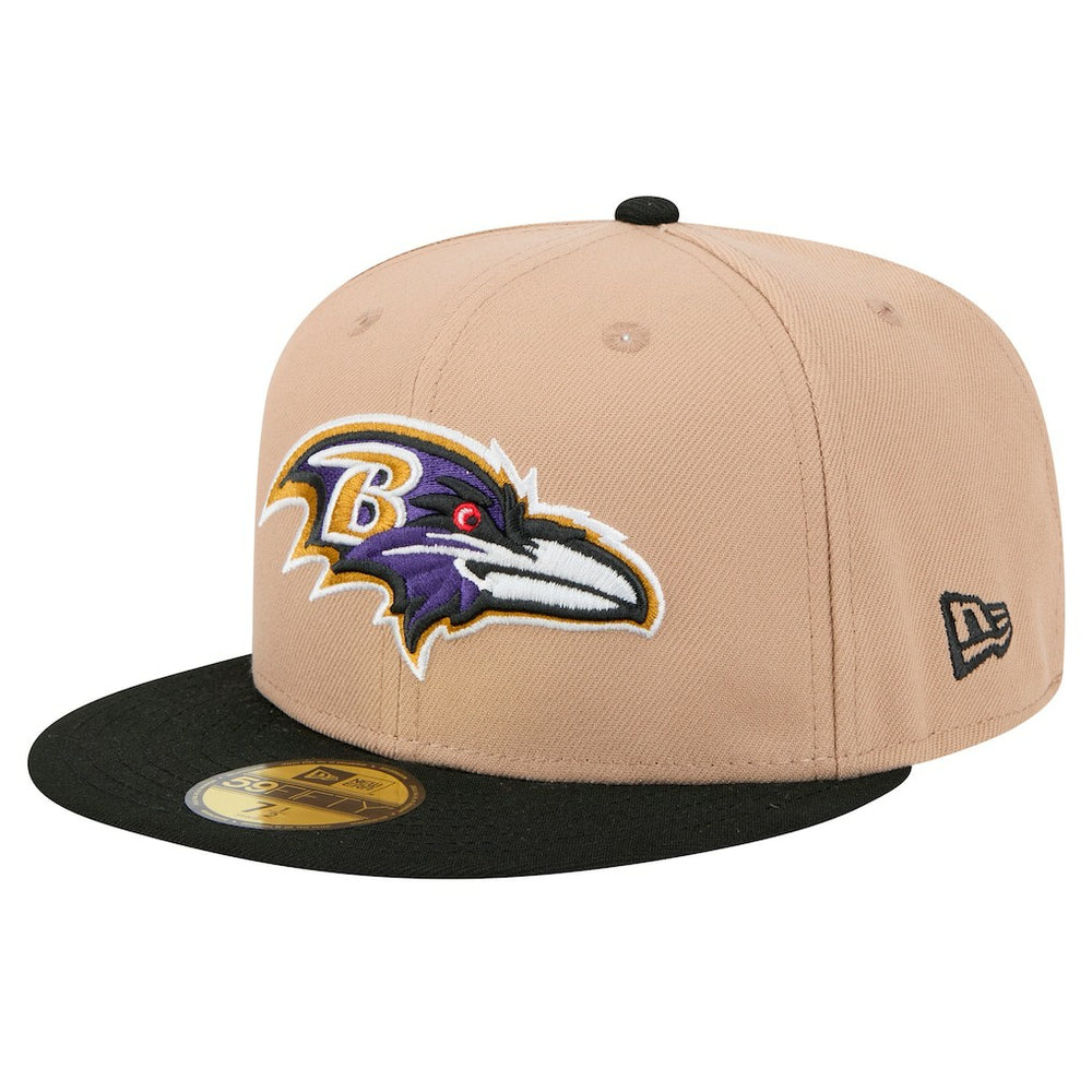 Baltimore Ravens New Era Logo Main 59FIFTY Fitted Hat Tan | NFL