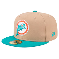Miami Dolphins New Era Throwback Logo Main 59FIFTY Fitted Hat Tan | NFL