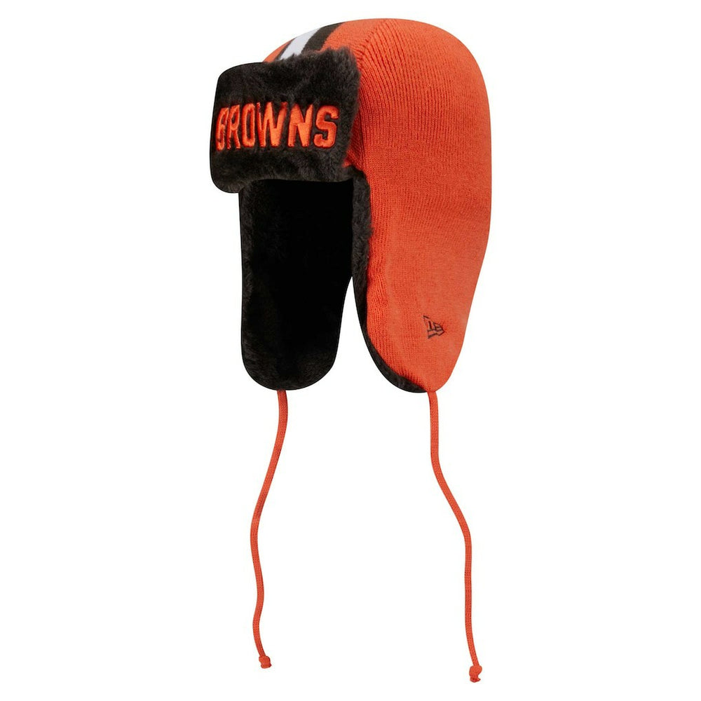 Cleveland Browns New Era Helmet Head Trapper Knit Hat Orange | NFL