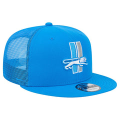 Detroit Lions New Era Throwback Main Trucker 9FIFTY Snapback Hat Blue | NFL