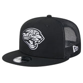 New Era Jacksonville Jaguars Black Main Trucker 9FIFTY Snapback Hat | NFL