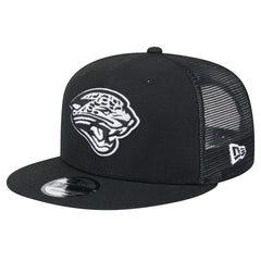 New Era Jacksonville Jaguars Black Main Trucker 9FIFTY Snapback Hat | NFL